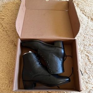 Christy Dawn Lace-up Leather Victorian  Black 10 Brand New $358